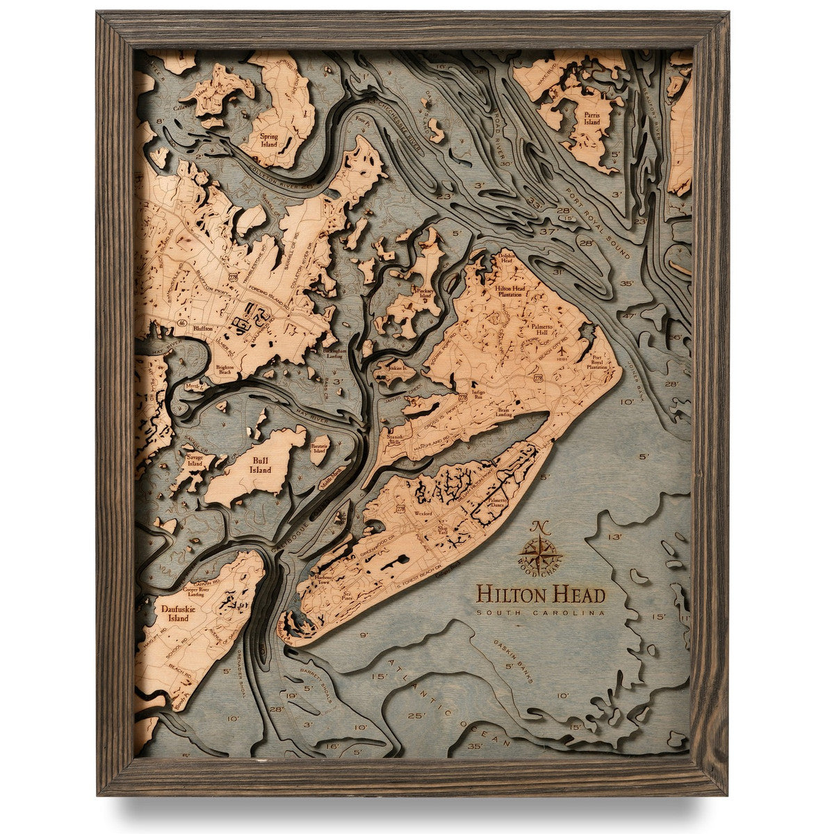 Etched Map of Hilton Head Island